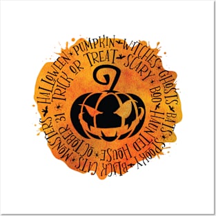 Halloween pumpkin round splash Posters and Art